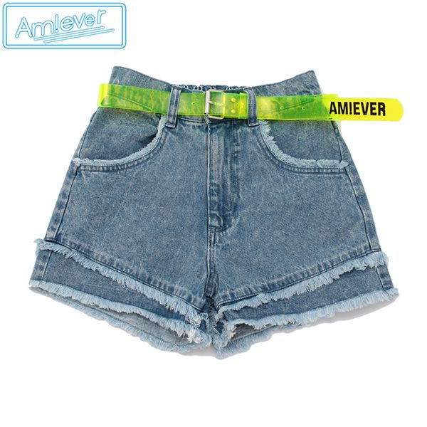 Am Ever アミーエバー まこみなフリンジデニムショートパンツ サックス