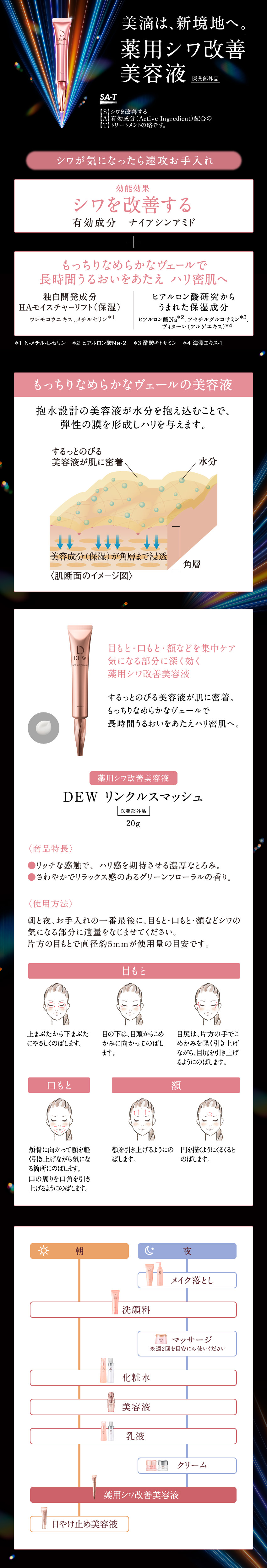 DEW(デュウ) リンクルスマッシュ 薬用シワ改善美容液 カネボウ【医薬部